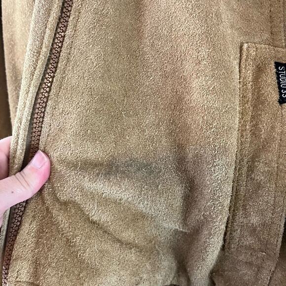 Vintage Studio 33 Leather Acrylic Pile Lined Hooded Coat Western Size XL - Picture 4 of 7